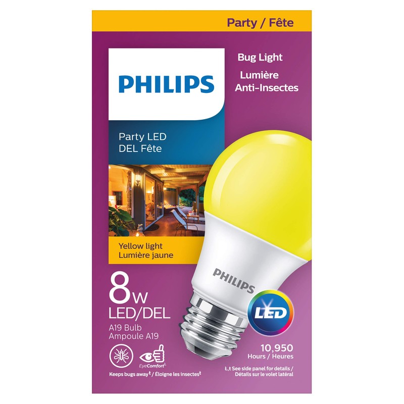 8W A19 Medium Base Non-Dimmable Yellow LED Light Bulb