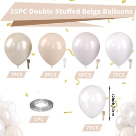 White Nude Double Balloons, Neutral Balloons Double Stuffed Beige Balloons Pearl Sand White Balloons for Birthday Baby Shower Party Boho Theme Wedding Bridal Shower Anniversary Decorations Supplies