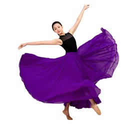 Lyrical Style Dance Women Miss Girl Practice motony Long Adult Full Length Modern Swing Skirt (Skirt only) (Purple, M)