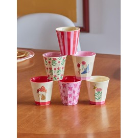 Rice Small Melamine Cups Children's Cups Pink Happy Forest Prints – Pack of 6