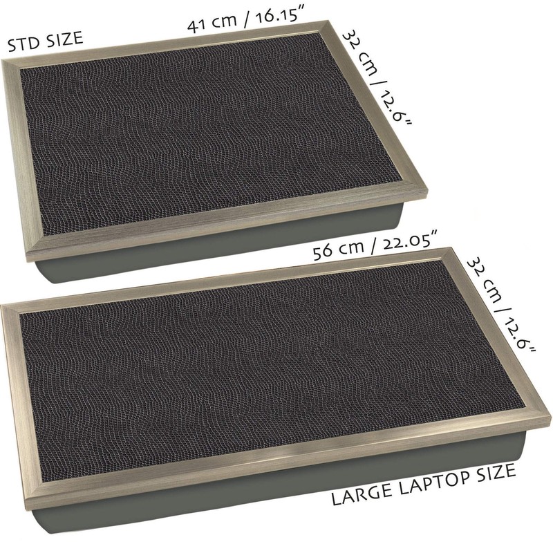 BLACK LEATHER LAP TRAY: Bean Bag Cushioned Laptop Desk, Padded