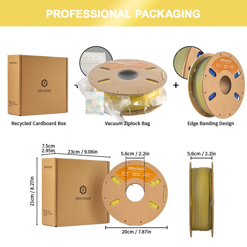 ERYONE Matte Dual Color 3D Printer PLA Filament 1.75 +/-