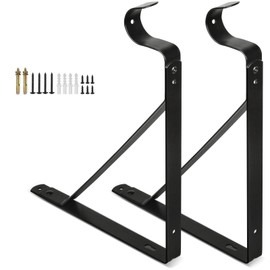 Heavy Duty Closet Bracket Support, Black Wall Mounted Shelf & Rod Brackets - 2 Pack