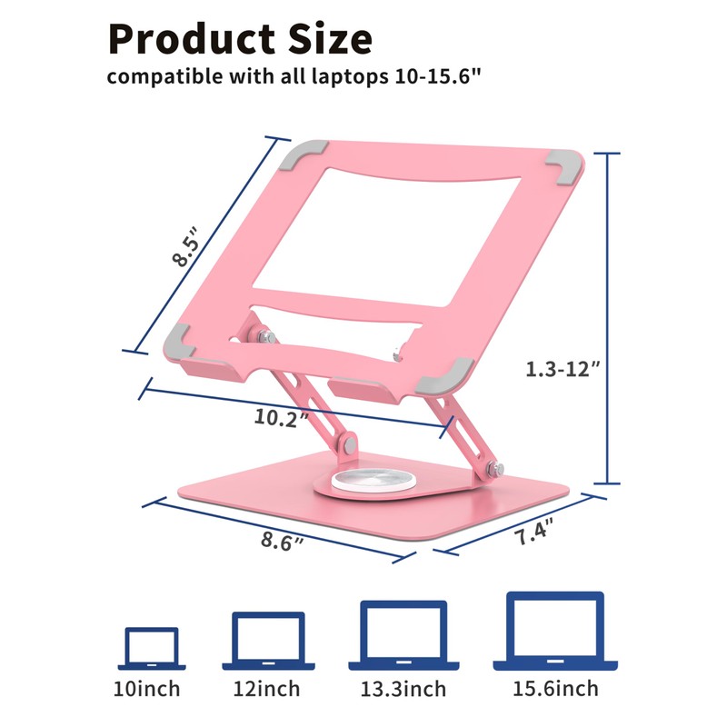 ALASHI Laptop Stand for Desk with 360° Rotating Base, Multi-Angle