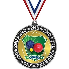 Bocce Ball Second Place Medals, 2 3/4" Silver Bocce Ball Trophy Medal Award 10 Pack Prime