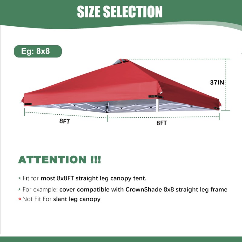 Canopy Replacement Top with Air Vent and Buckle for 8x8