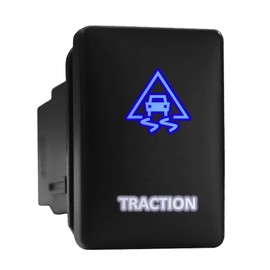 Traction Symbol Backlit Switch Modern Model Push Button Compatible with Toyota (Blue/White/Surface Size 1.28 x 0.87 inches)