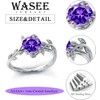 Wasee Sterling Silver Amethyst Leaf Ring, Size 7, Round, Birthstone