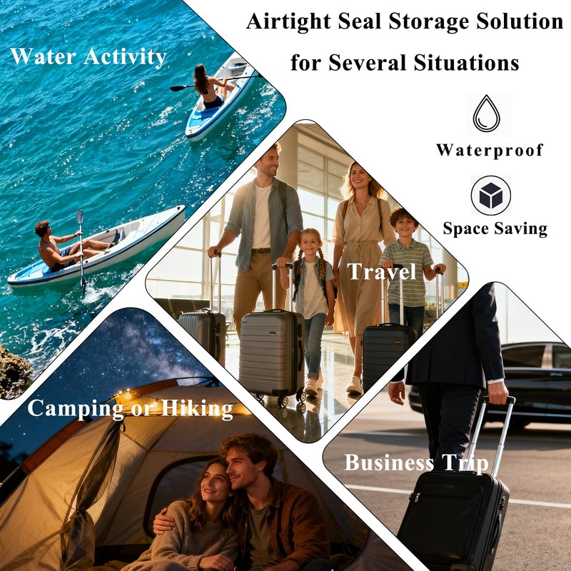 Travel Vacuum Bags with Pump, 33L Reusable Space Saver Compression