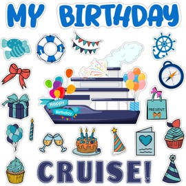 Leumoi 27 Pcs Cruise Door Magnets Decorations Funny Cruise Ship Door Magnets Magnetic Reusable Cruise Magnet for Cabin Door Ship Refrigerator Office Car Accessories(Birthday)