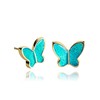 Handmade Small Sparkly Butterfly Stud Earrings for Women (Aqua Blue