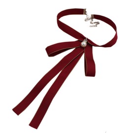 JKQBUX japanese Ladies Party Long Adjustable Bow Tie Womens Girl Necktie Bowtie female ribbon Women Ties Dark Red