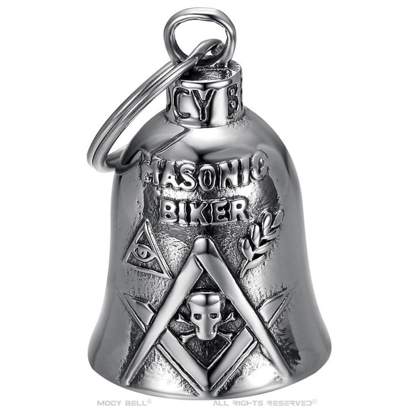 BOBIJOO JEWELRY - Clochette Moto Franc-maçon Biker Porte-Bonheur Acier Stainless