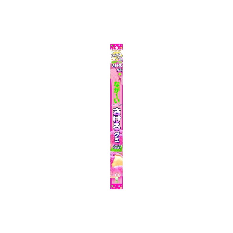 UHA Mikakuto Sakeru Long Stringy Gummy Peach 1.16 OZ (Pack