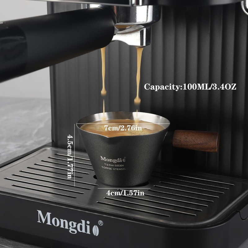 Mongdio Espresso Measuring Cup, Stainless Steel Espresso Shot Cups with