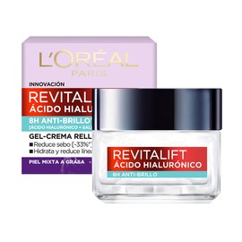LOréal Paris Gel Crema Facial Rellenador Anti Brillo Revitalift Ácido Hialurónico, 50 ml                                                              