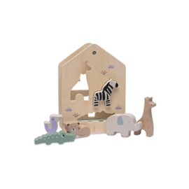 Jollein 104-001-67090 Holz, Formen-Steckspiel, Jungle Jambo