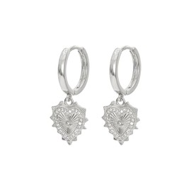 Sterling Silver Halo Heart Hoop Earrings, Ari Heart Huggie Earrings for Women, Small Hoop Earrings Sparkling Drop Earrings Women Dangle Earrings, Fashion Jewelry, Gift for Women (Silver)
