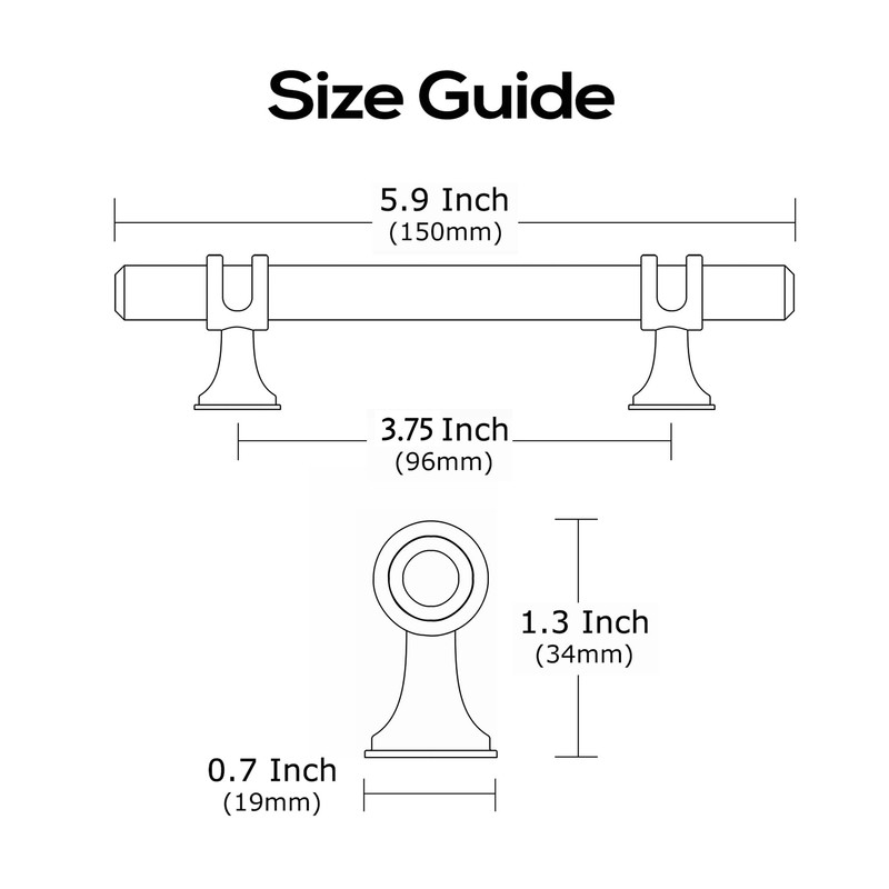 Alzassbg 6 Pack Matt Black and Silver Cabinet Handles, 3-3/4