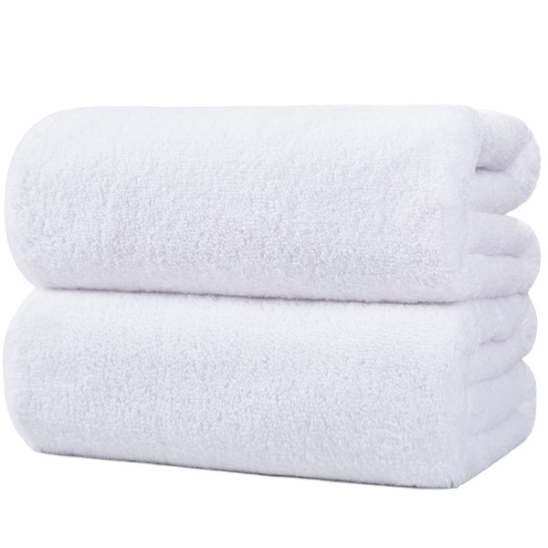 POLYTE Quick Dry Lint Free Microfiber Bath Sheet, 35 x 70 in, Pack of 2 (White)