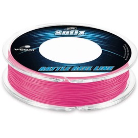 Sufix Rattle Reel Metered V-Coat 20 lb Hot Pink