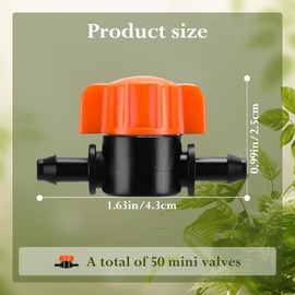 AEXHOT 50 PCS 1/4" Barbed Shut Off Valve Universal Drip Irrigation Tubing Coupling Valve for 1/4 Inch Tubing Garden Lawn Irrigation System, Courtyard, Greenhouses, Flower Beds.