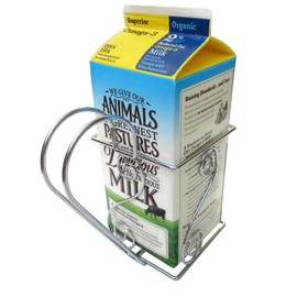 Cara's Casa 1/2 Gallon Juice or Milk Carton Holder - Elegant, Easy Grip Holder with Handle Makes Holding and Pouring Trouble-Free. Sturdy Metal Construction. Nice for Home Kitchen Gifts and Housewarming Gift Ideas.