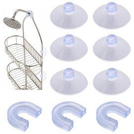 Sliverdew Suction Cups for Shower Caddy, 6 Pcs Shower Caddy Suction Cups with 3 Pieces Rubber Rings Large Suction-Cup for Bathroom, Easy to Attach