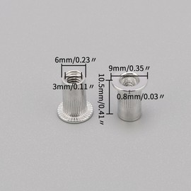 Unxuey 100PCS M4 Rivet Nuts Aluminium Alloy Knurled Flat Head Rivnuts Threaded Insert Rivet Nut