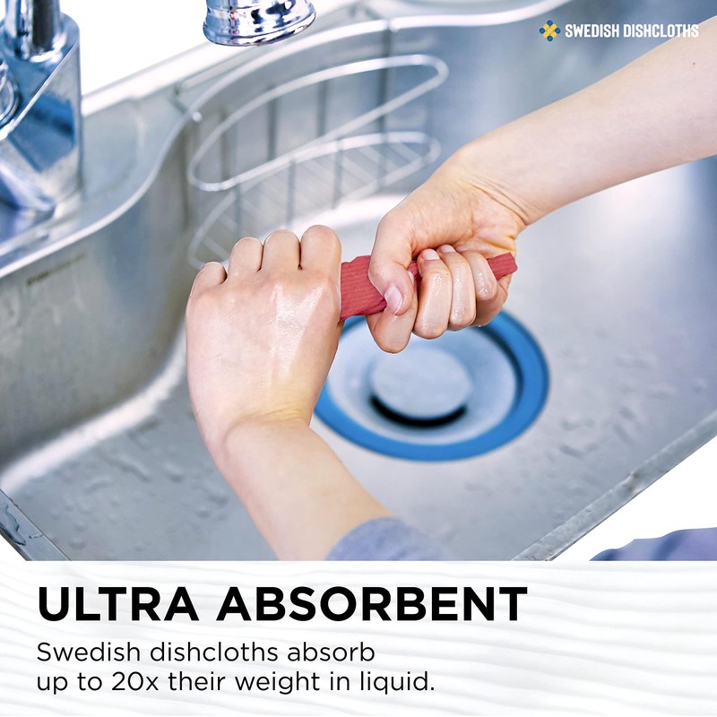 Swedish Dishcloths - 10 Pack Absorbent, Reusable, & Washable Hand