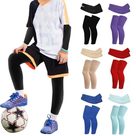 New Summer Breathable Outdoor Cycling Sun Protection Leg Sleeves Girls' Sky Blue + S [Ages 4-7] 5ea