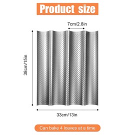 lasuroa French Bread Baking Pan with Professional Proofing Cloth, 4 Loaves Baguette Bread Pan Long Sourdough Bread Baking Tray Perforated French Bread Pan for Professional & Home Baker