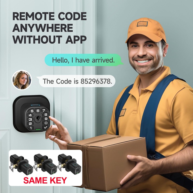 Richelock Fingerprint Door knob, Smart Biometric Door Lock with Keypad,