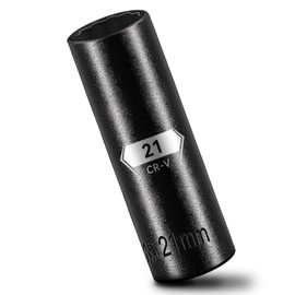 BLACKROBOT 21 mm 12-Point Deep Impact Socket, 1/2 Inch Drive, Metric, Cr-V Steel With Black Manganese Phosphate Coating