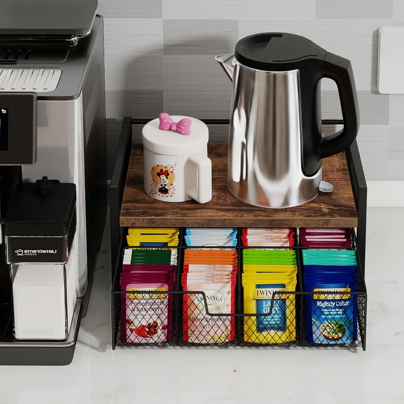 BCOZLUX Tea Bag Organizer, Wooden Tea Organizers and Storage Box