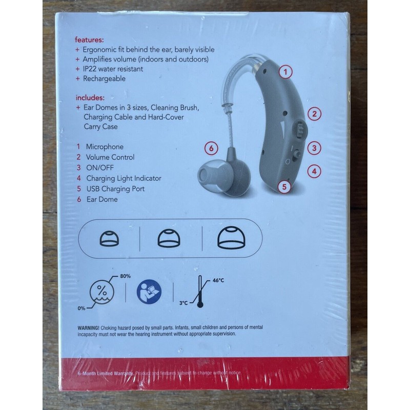 RCA OTC Hearing Aid - Rechargeable Right or Left Ear