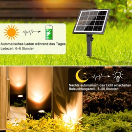 MEIKEE Solar Spotlight 2 Pieces 2700 K Warm White Garden Lighting Solar with Ground Spike IP66 Waterproof 3 Brightness 2 Modes 3000 mAh Garden Lights for Outdoor Garden Lawn Patio Tree