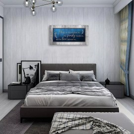 Amosi Art Blue Canvas Wall Art Bless the Food Quote Wall Art Living Room Home Decor 24x48