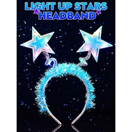 GENBREE Light Up Star Headband Glowing Headpiece Rave Party Hair Accessories for Women