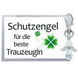 MKISHINE Guardian Angel Keyring Gift for the Best Maid of Honour, Lucky Charm, Thank You Attention, Wedding, JGA, transparent