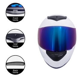 KRN Full Face Motorcycle Motorbike Helmet with Color Visor DOT Approved- Helmet & Balaclava & Clear Visor Gloss White (XL)