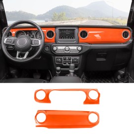 RT-TCZ Center Console Trim Cover Dashboard Control Panel Cover Decorative Interior Accessories for Jeep Wrangler JL JLU & Gladiator JT 2018-2022,Orange