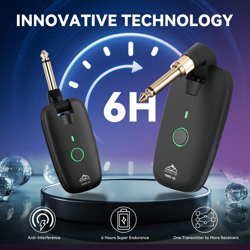 EASTROCK Wireless Guitar System, Guitar Transmitter & Receiver for Electric