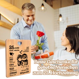 Silver Wedding Gift, 25th Wedding Anniversary Gift for Her, Him, Friends - Chopping Board Gifts for Silver Wedding, Silver Wedding Gift Ideas, Silver Wedding Decoration, Gift for 25th Wedding