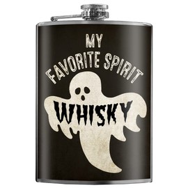 My Favorite Spirit 8 Oz Stainless Steel Hip Flask for Liquor - Comes in a Gift Box - Leakproof Design - Easy to Clean - 3.75” X 5.75” - By Trixie & Milo