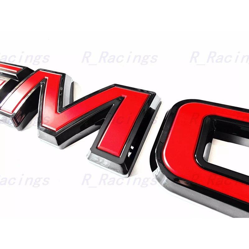 Auto Front Rear GMC Black Red Emblem Overlay 2019-2025 GMC