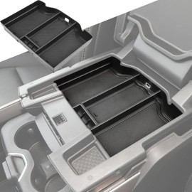 TACOBRO Center Console Organizer Compatible with 2019-2023 2024 Dodge RAM 1500 2500 3500 Accessories Armrest Insert Tray Storage Box - Keep Your Vehicle Neat and Tidy, Black Trim