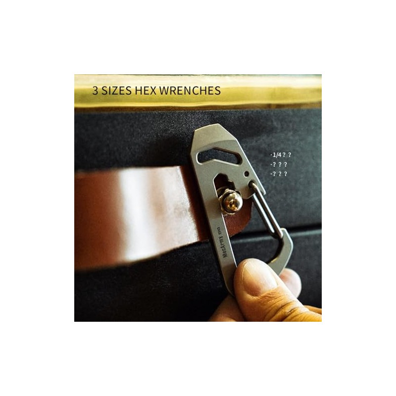 MecArmy EH3 EDC Keychain Carabiner, Crowbar/Allen Key/Bottle Opener (Titanium)