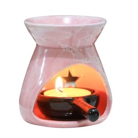 Warmself Pink Ceramic Essential Oil Burner Tealight Candle Holder Decorative Aroma Diffuser