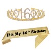 16th Gold Birthday Tiara and Sash Happy 16th Birthday Party